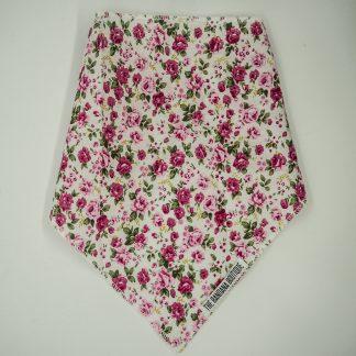 Floral Print Pink Roses on White Small Bandana