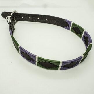 Lilac and Green Polo XL Leather Collar