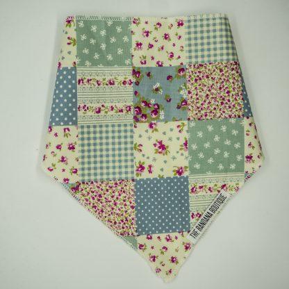 Patchwork Floral Blue Green Small Bandana