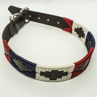 Red White and Blue Polo L Leather Collar