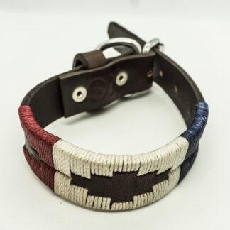 Red White and Blue Polo XS Leather Collar