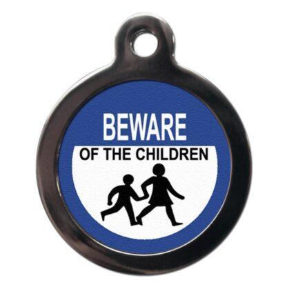 Beware of the Children CO73 Comic Dog ID Tag