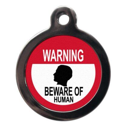 Beware of the Human CO57 Comic Dog ID Tag