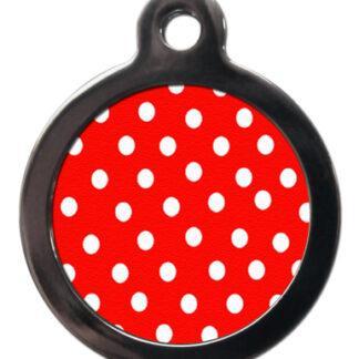 Red Polka Dot PA13 Pattern Dog ID Tag