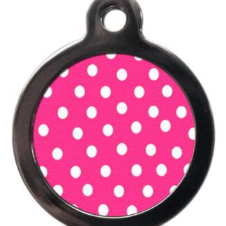 Pink Polka Dot PA22 Pattern Dog ID Tag