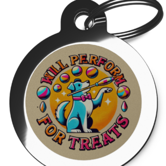 Will Perform for Treats CO39 Comic Dog ID Tag