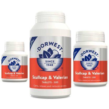 Dorwest Scullcap and Valerian: 100 Tablets, 200 Tablets and 500 Tablets.
