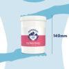 Dorwest Tree Barks Powder: 400g showing tub height of 140mm.