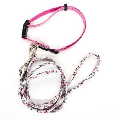Wagytail Floral Pink Collar and Lead Set