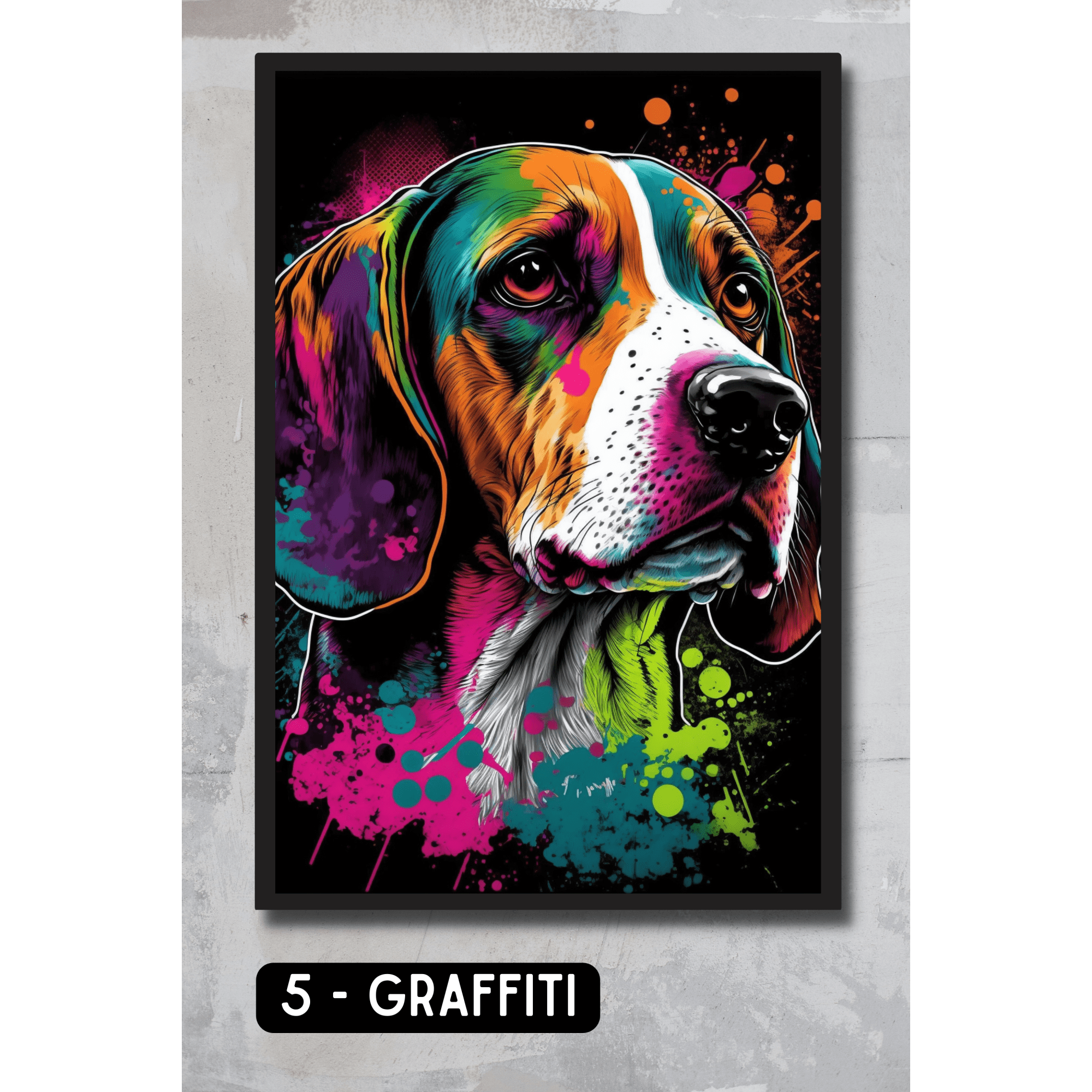 Beagle Pet Portrait - Graffiti