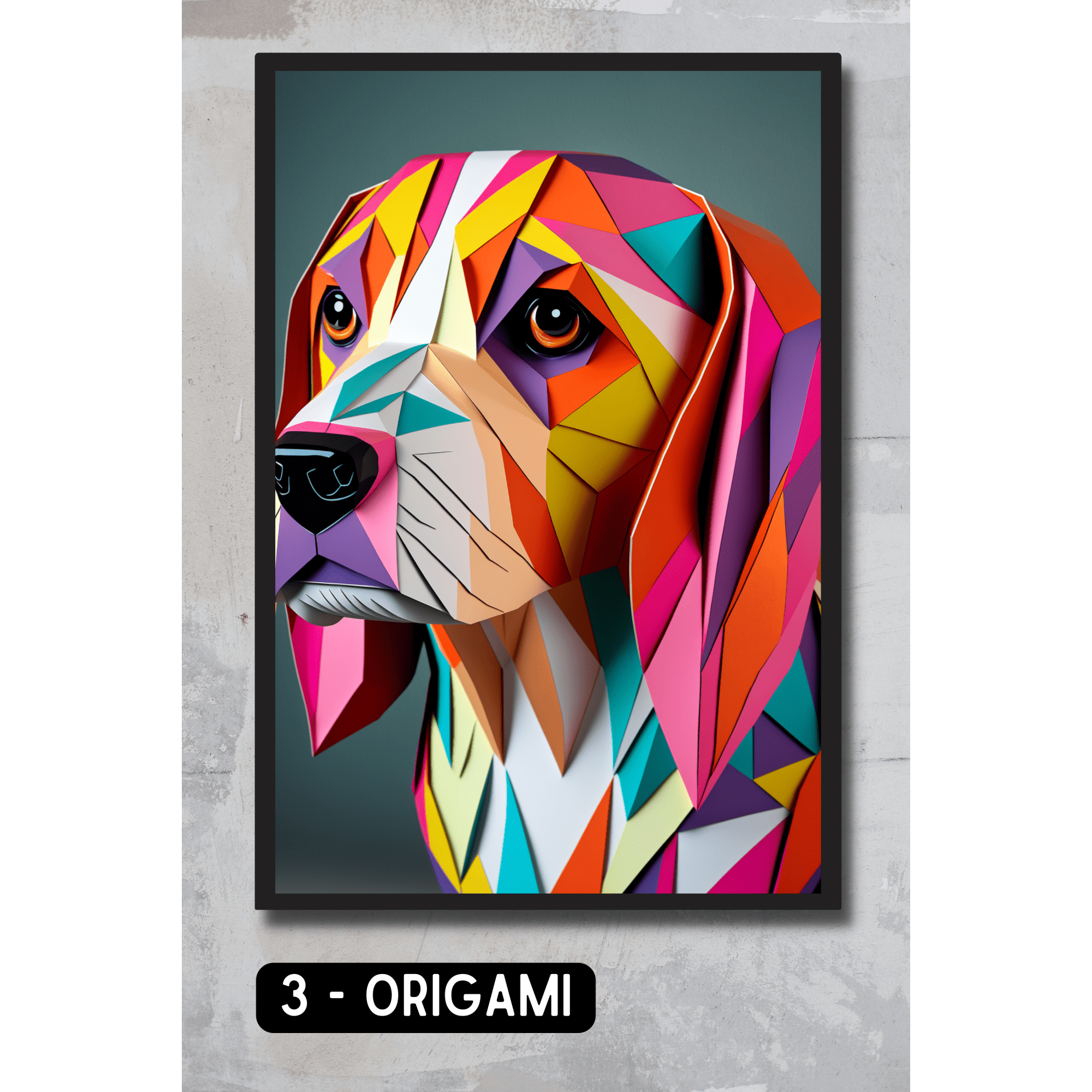 Beagle Pet Portrait - Origami