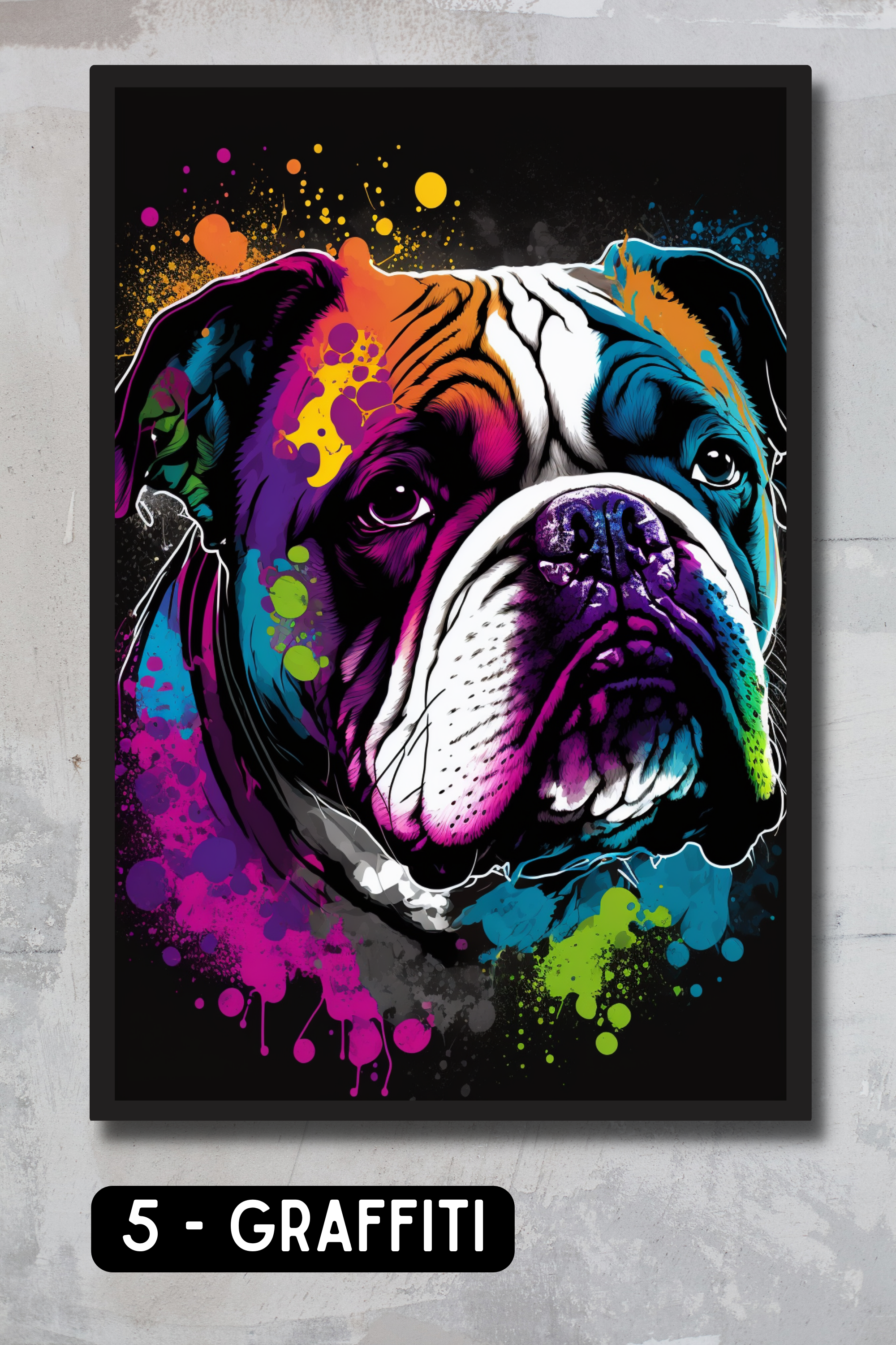 Bulldog Pet Portrait - Graffiti