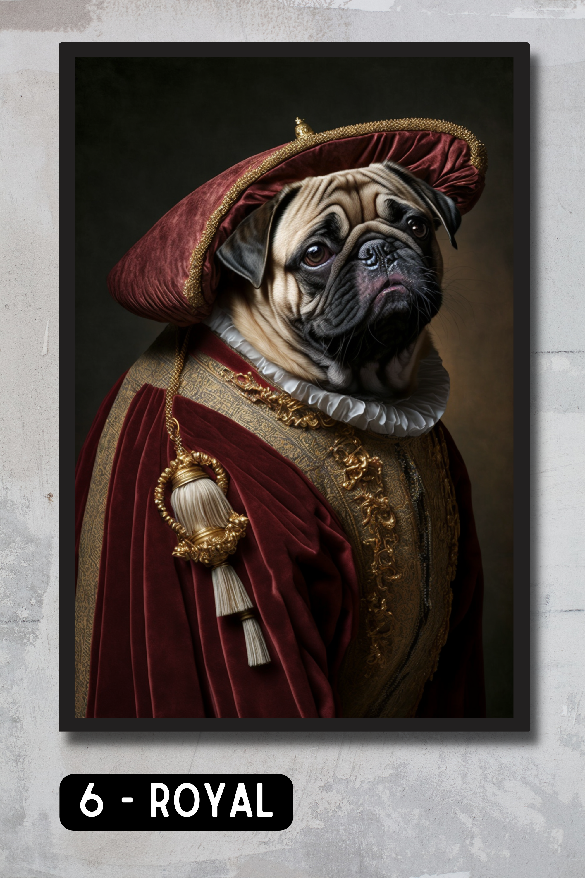 Pug Pet Portrait - Royal