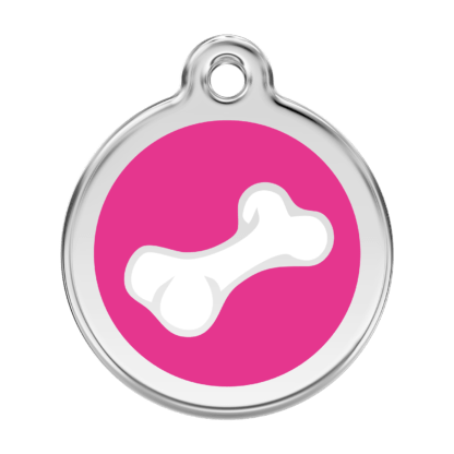 Cartoon Bone Hot Pink Enamel Dog ID Tag