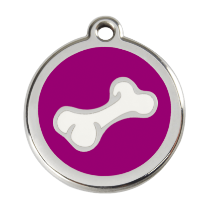Cartoon Bone Purple Enamel Dog ID Tag