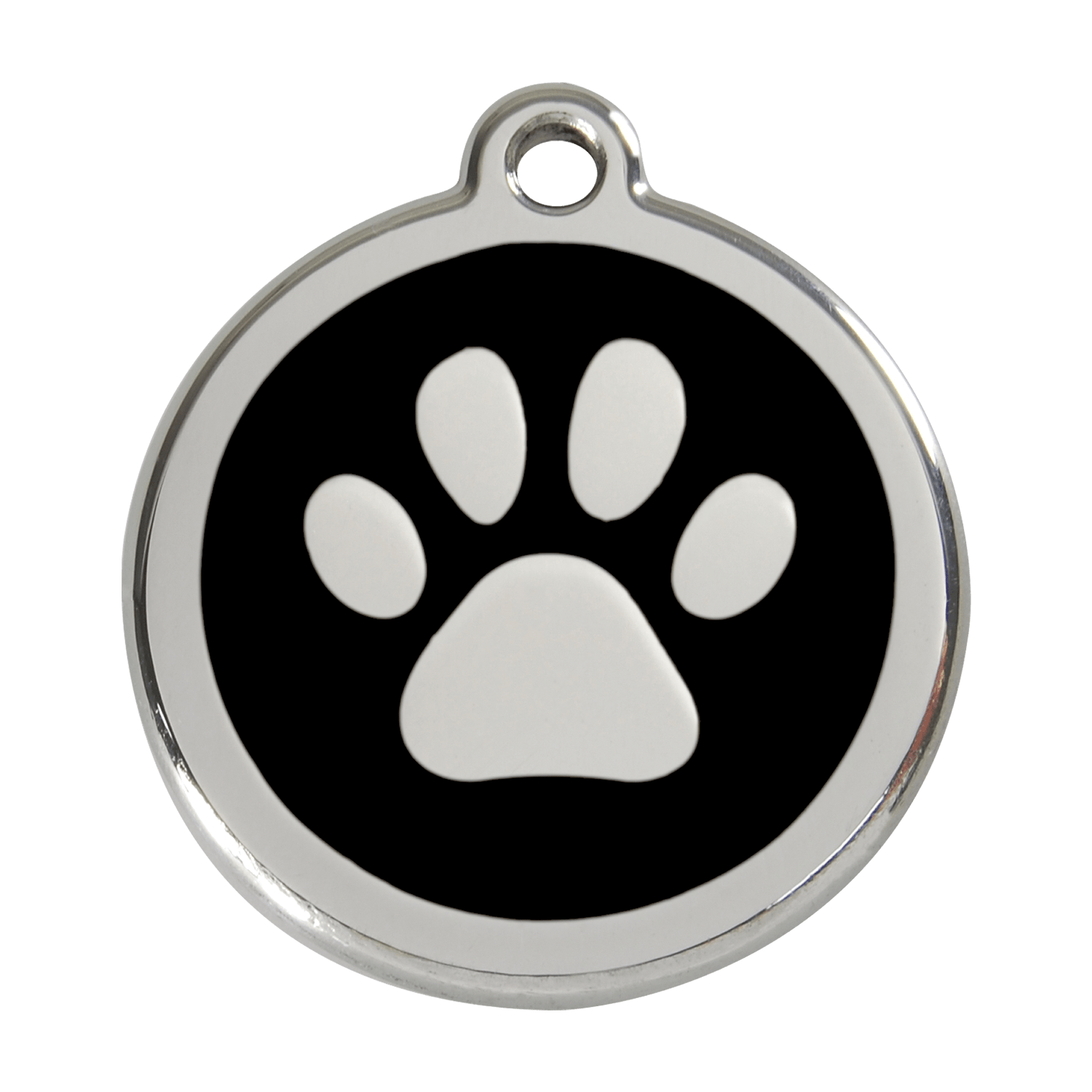 Paw Print Black Enamel Dog ID Tag