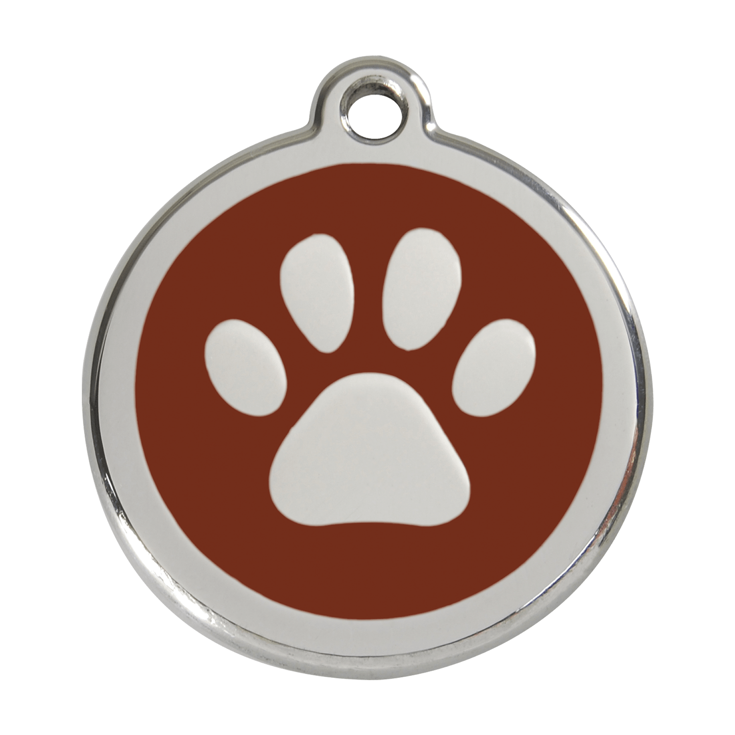 Paw Print Brown Enamel Dog ID Tag