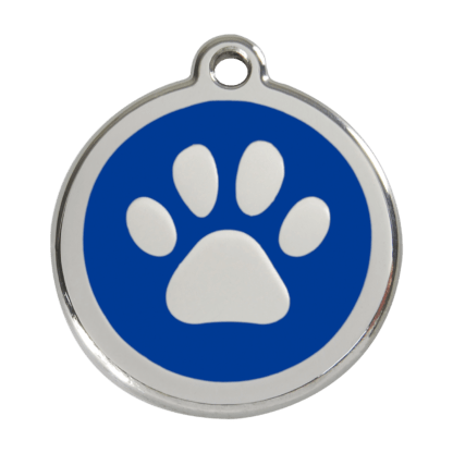 Paw Print Dark Blue Enamel Dog ID Tag