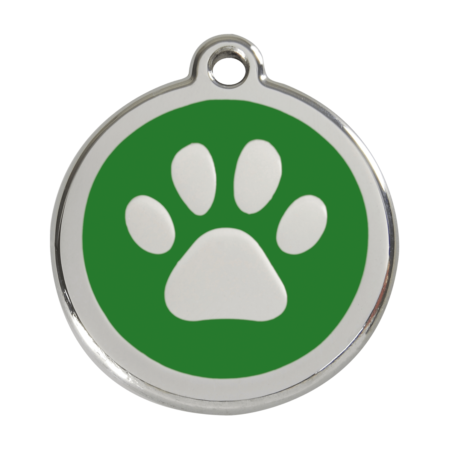 Paw Print Green Enamel Dog ID Tag