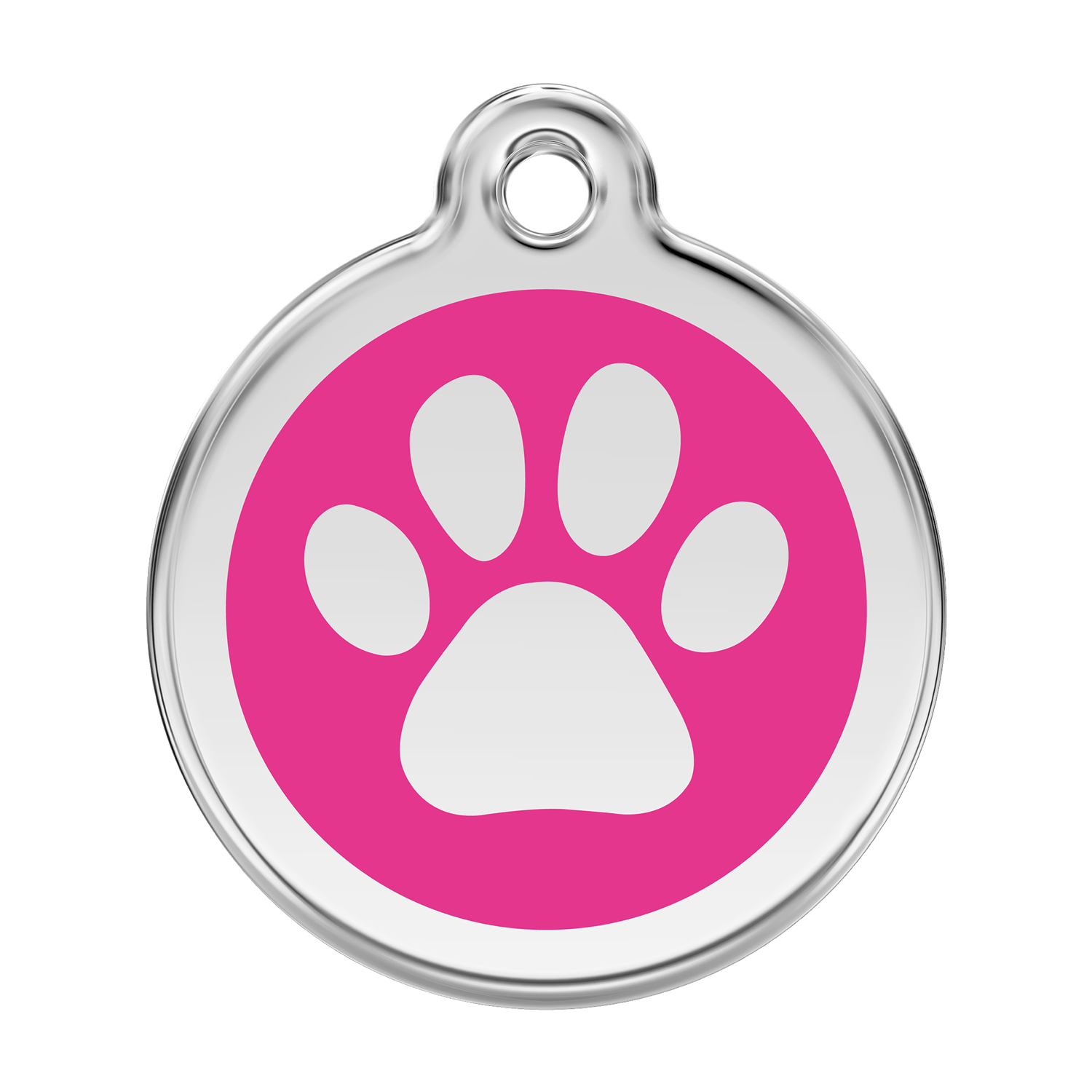 Paw Print Hot Pink Enamel Dog ID Tag
