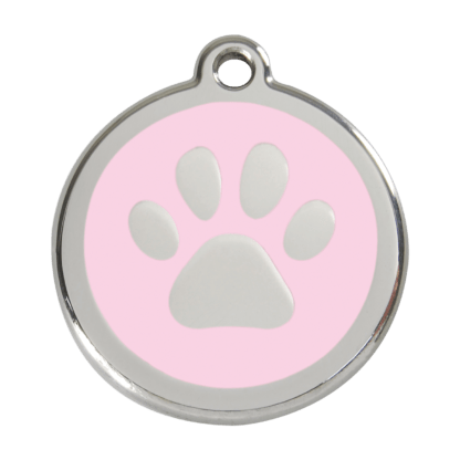 Paw Print Pink Enamel Dog ID Tag