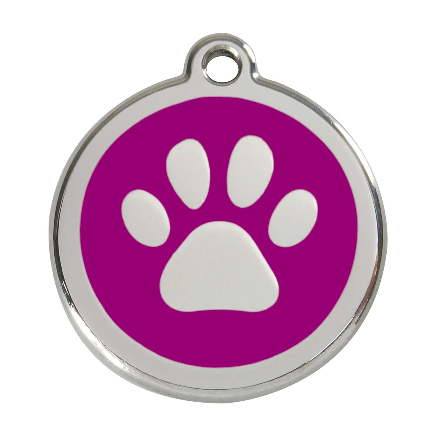 Paw Print Purple Enamel Dog ID Tag