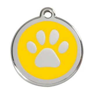 Paw Print Yellow Enamel Dog ID Tag