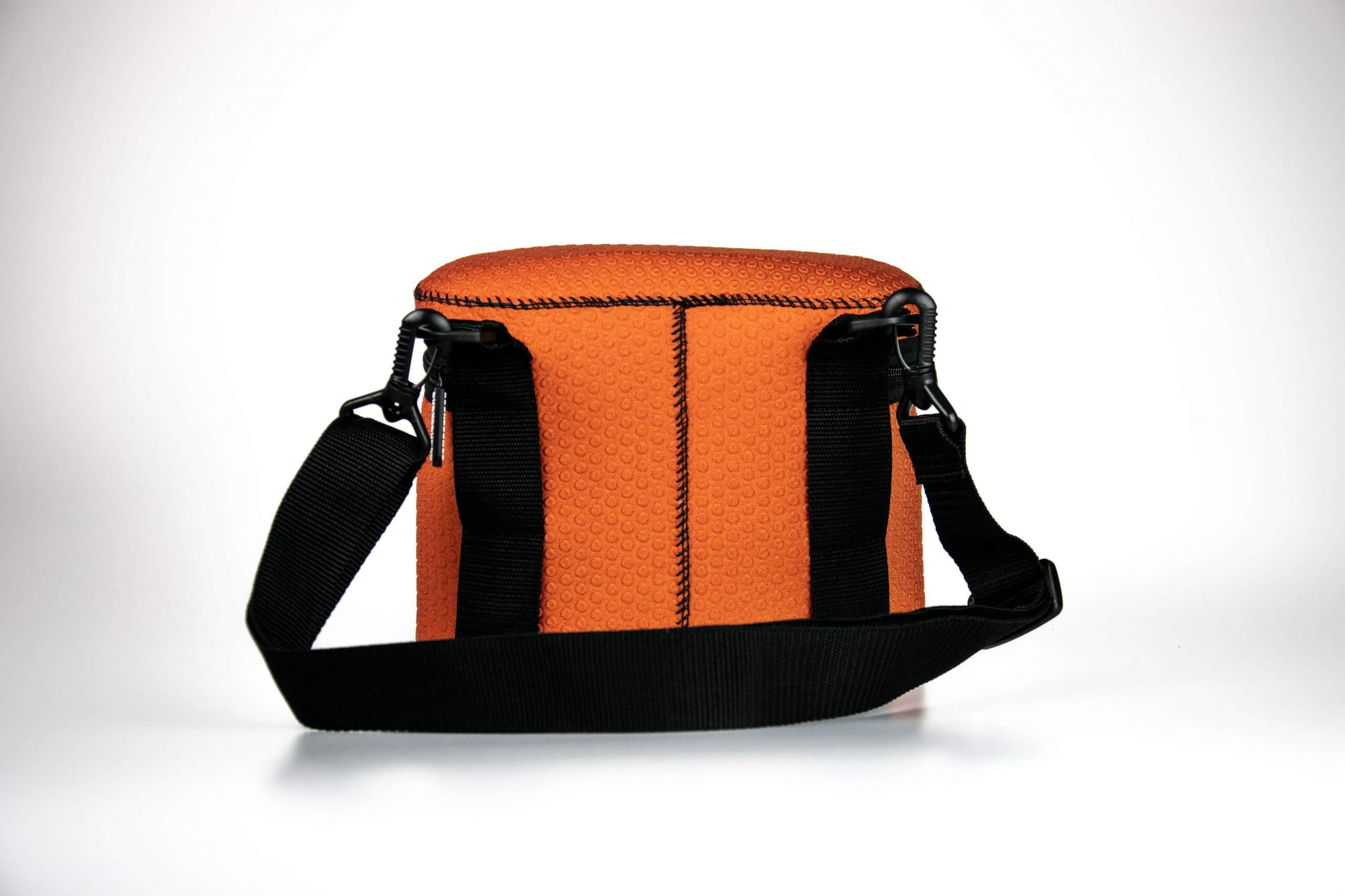 Hugo Orange Dot Bag showing the strap attached