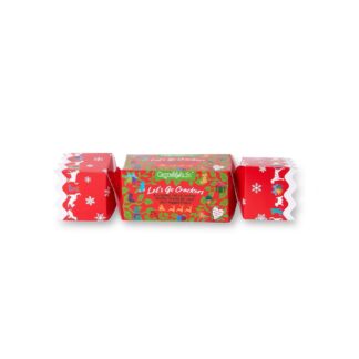 Green and Wild's Christmas Cracker - bright red, with the words "Let's Go Crackers - a cracker full of yummy healthy treats for your four-legged friend".