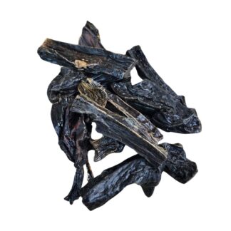 Paddock Farm Dried Beef Liver 1Kg. Dark, chunky strips.
